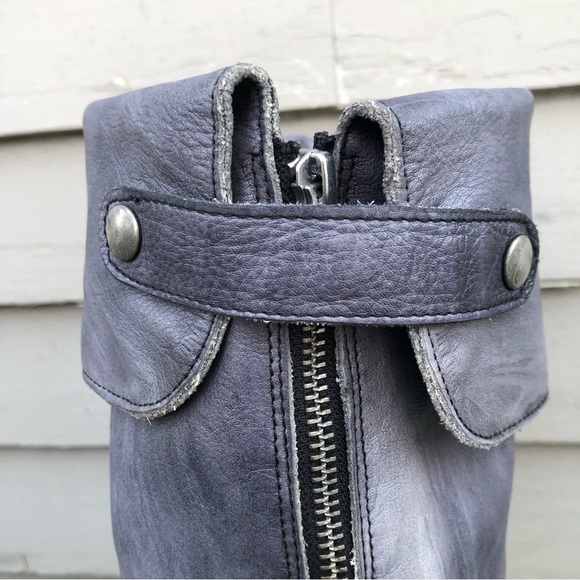 Felmini Anthropologie Over The Knee Fold Over Gray Grey Leather Boots 11/42 - Picture 11 of 17
